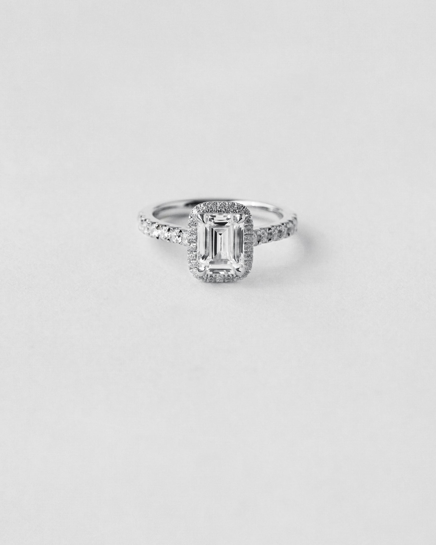Emerald Cut Halo Engagement Ring