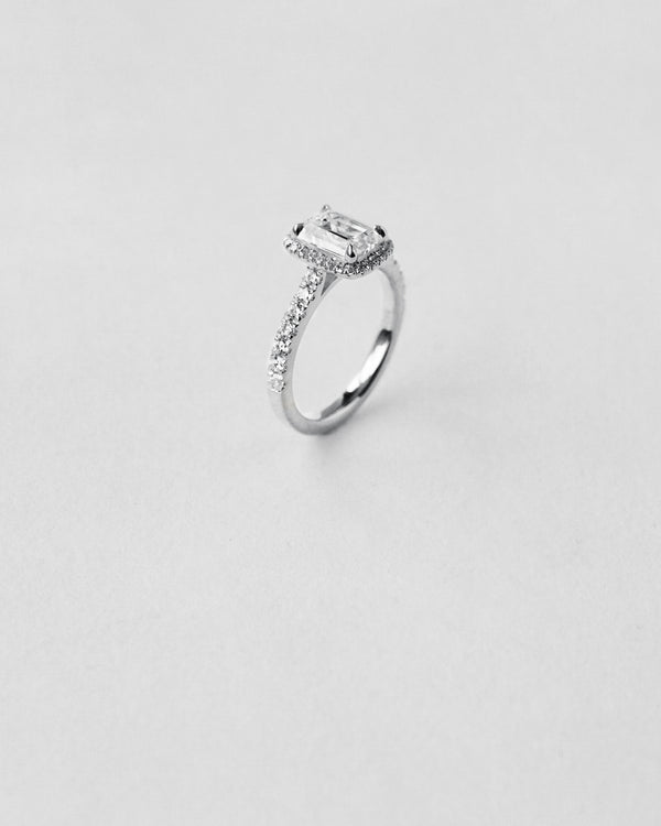 Emerald Cut Halo Engagement Ring