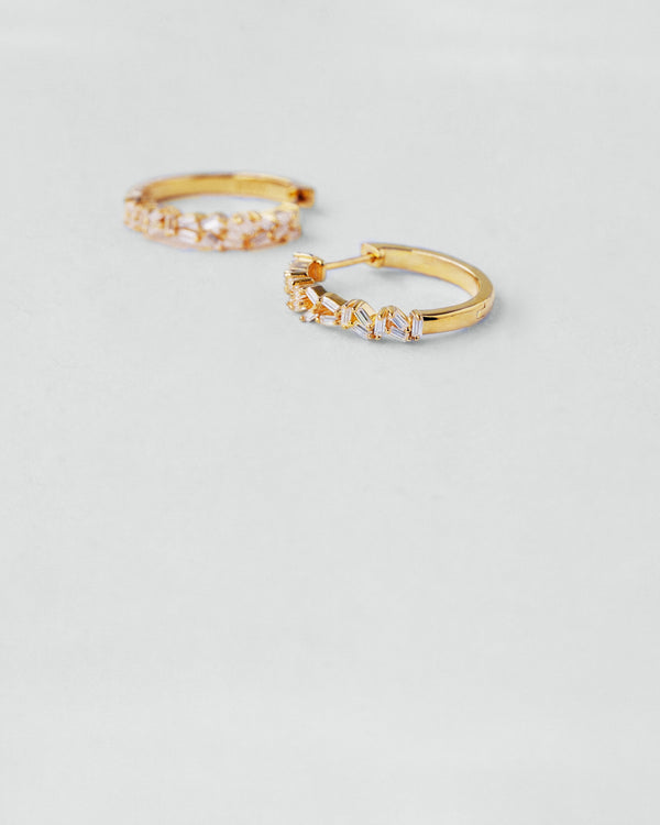 Emerald Cut Huggie Hoop Earrings