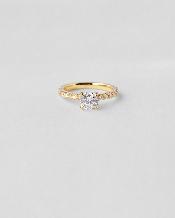 Modern Round Cut Pavé Engagement Ring