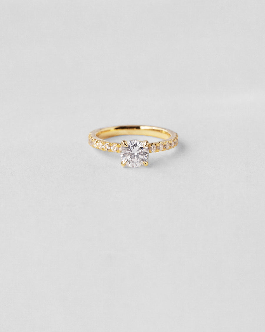 Modern Round Cut Pavé Engagement Ring