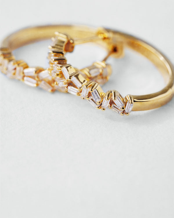 Emerald Cut Huggie Hoop Earrings