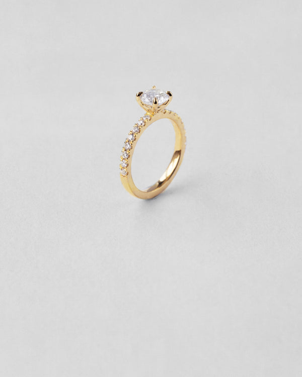 Modern Round Cut Pavé Engagement Ring
