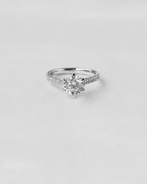 Tapered Pavé Round Cut Engagement Ring