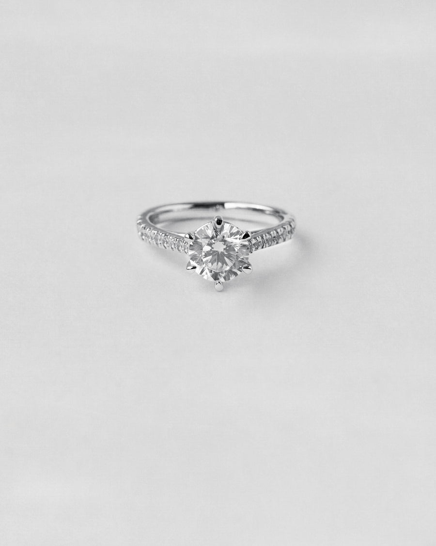 Tapered Pavé Round Cut Engagement Ring