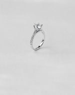 Tapered Pavé Round Cut Engagement Ring