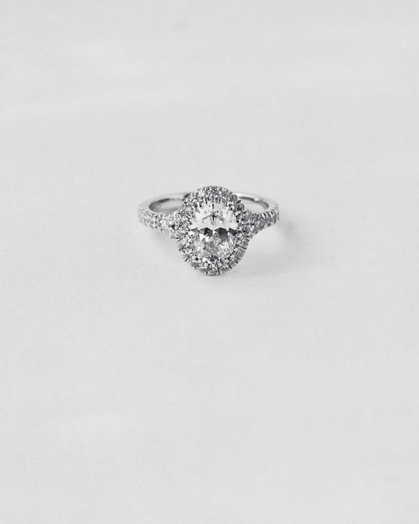 Split Shank Oval Halo Engagement Ring
