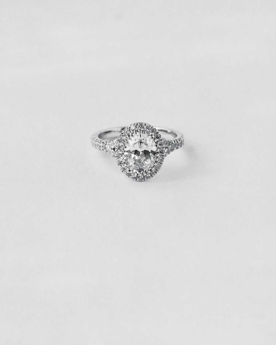 Split Shank Oval Halo Engagement Ring