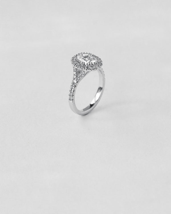 Split Shank Oval Halo Engagement Ring
