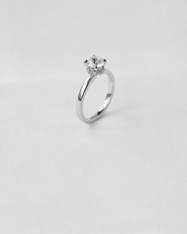 Donut Pavé Halo Round Cut Engagement Ring