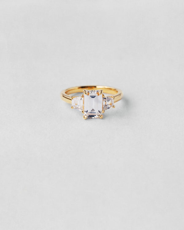 Trapeze Cut Three Stone Engagement Ring