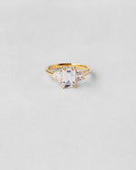 Trapeze Cut Three Stone Engagement Ring