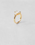Trapeze Cut Three Stone Engagement Ring
