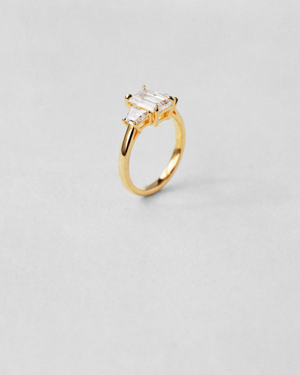 Trapeze Cut Three Stone Engagement Ring