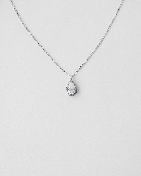 Pear Cut Halo Diamond Necklace