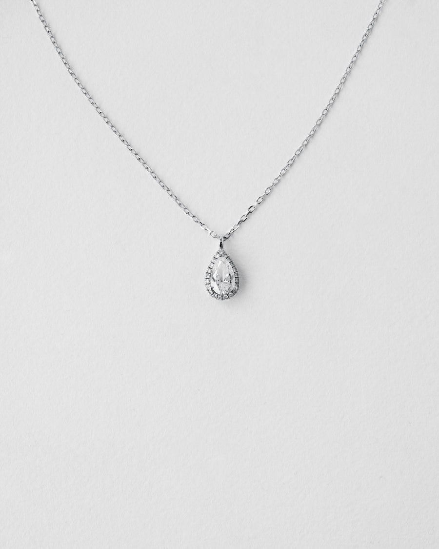 Pear Cut Halo Diamond Necklace