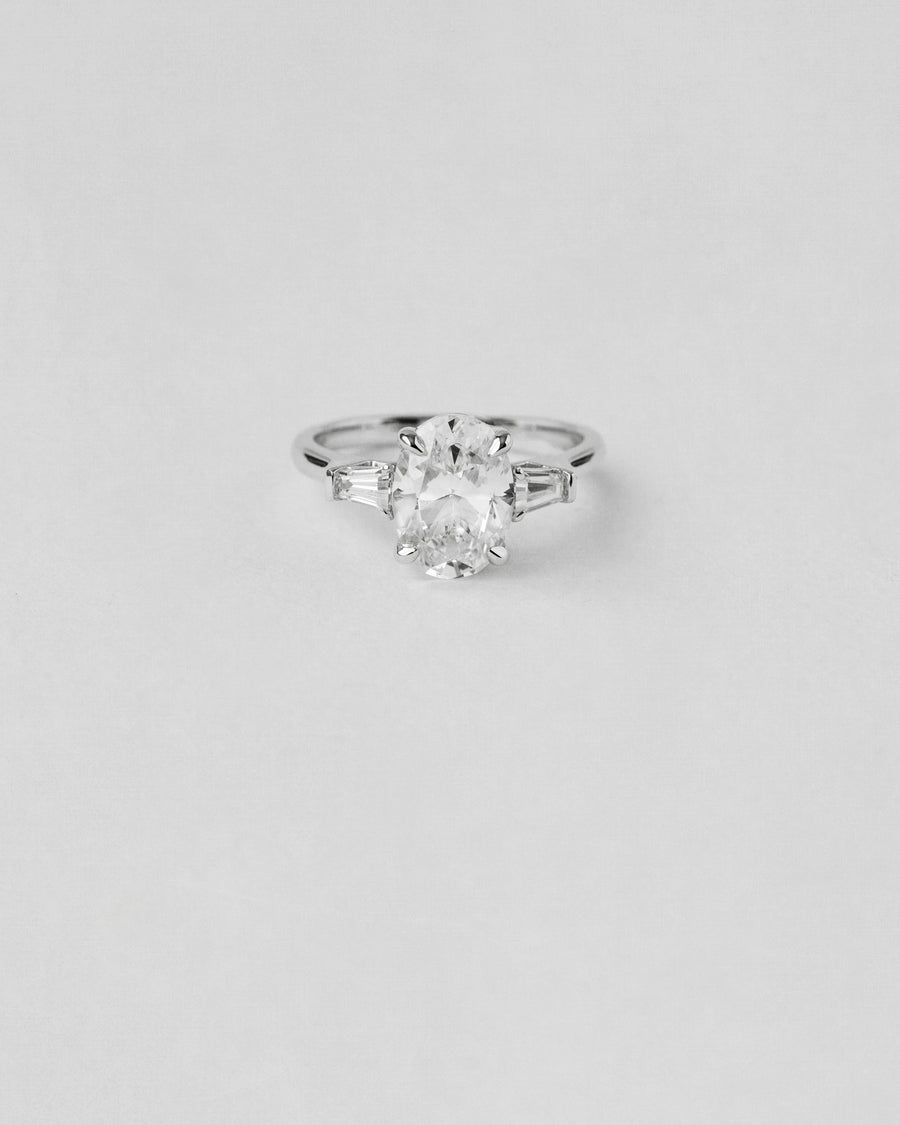 Oval and Baguette Three Stone Engagement Ring