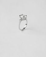 Oval and Baguette Three Stone Engagement Ring