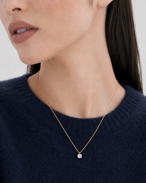 Classic Four Prong Diamond Necklace