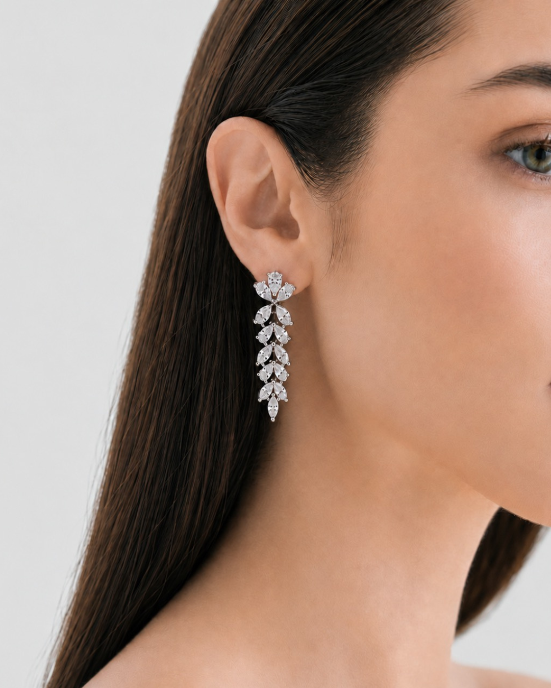 Pear and Marquise Cut Diamond Drop Earrings