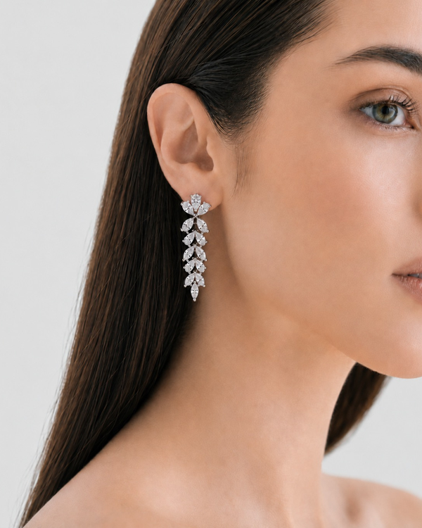 Pear and Marquise Cut Diamond Drop Earrings