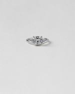 Curved Oval Diamond Pinky Ring in white gold, front view