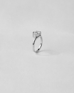Curved Oval Diamond Pinky Ring in white gold, side view